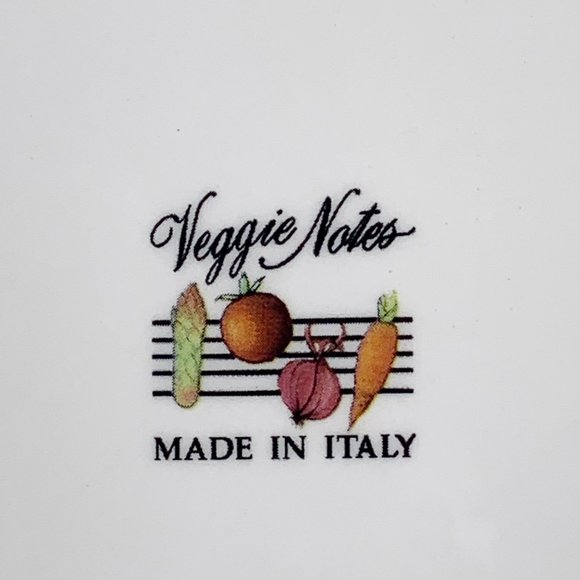 Vintage Lot 4 Veggie Notes 7.5" Square Made Italy Salad Lunch Appetizer Plates - Picture 6 of 11